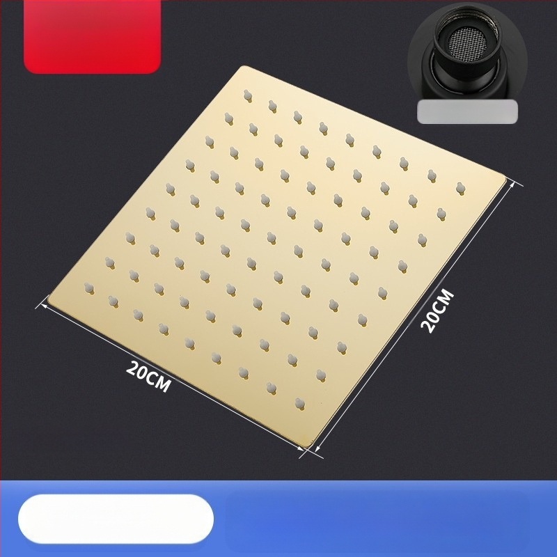 Dušo galva iš nerūdijančio plieno, viršutinė purškimo srovė, lietaus režimas, šiuolaikiškas minimalistinis dizainas.