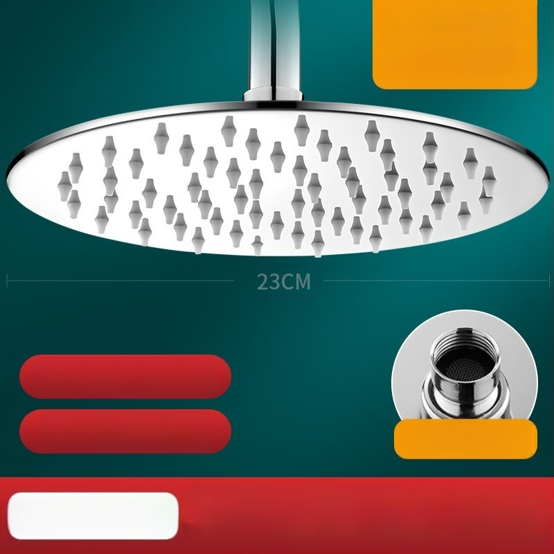 Dušo galva iš nerūdijančio plieno, viršutinė purškimo srovė, lietaus režimas, šiuolaikiškas minimalistinis dizainas.