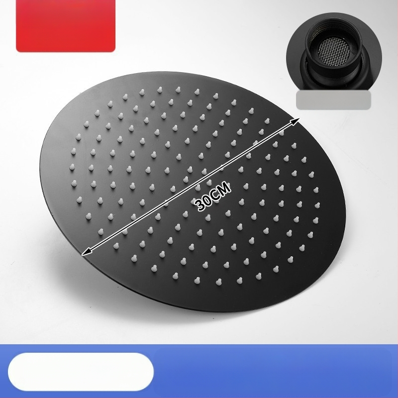 Dušo galva iš nerūdijančio plieno, viršutinė purškimo srovė, lietaus režimas, šiuolaikiškas minimalistinis dizainas.