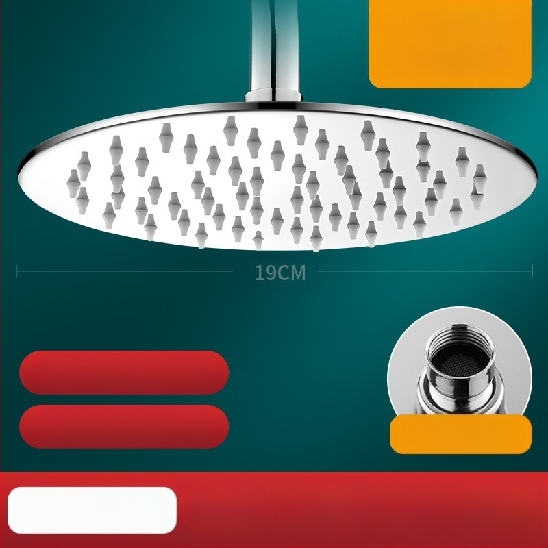 Dušo galva iš nerūdijančio plieno, viršutinė purškimo srovė, lietaus režimas, šiuolaikiškas minimalistinis dizainas.