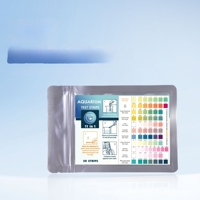 Lefu 11-in-1 testavimo juostelė akvariumo vandens kokybei – kietumas, pH, amoniakas, likutinis chloras, nitritas