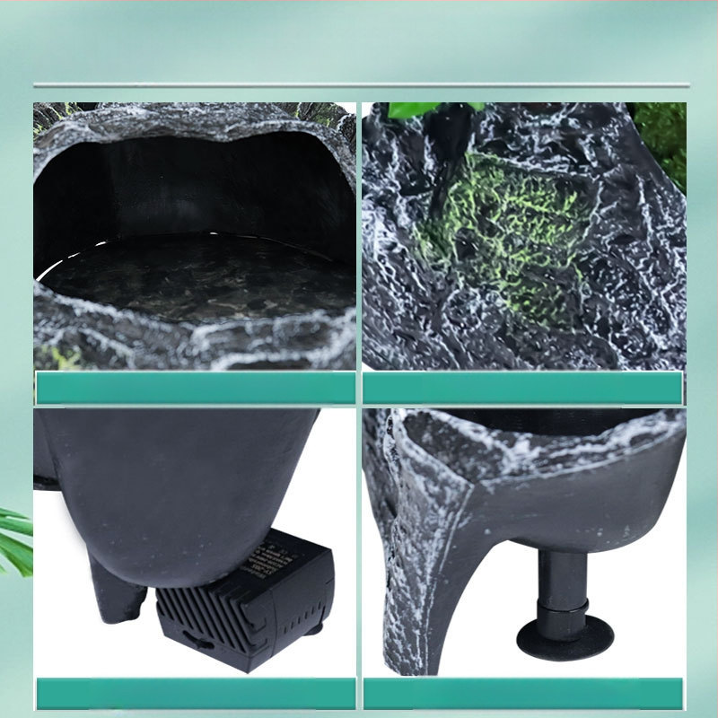 Bruņurupucim paredzēta sauļošanās un kāpšanas platforma ar slēptuvi un trim atverēm – materiāls: sveķi; ainavu veidošana; zīmols Barbarous Growth