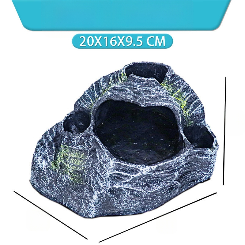 Bruņurupucim paredzēta sauļošanās un kāpšanas platforma ar slēptuvi un trim atverēm – materiāls: sveķi; ainavu veidošana; zīmols Barbarous Growth