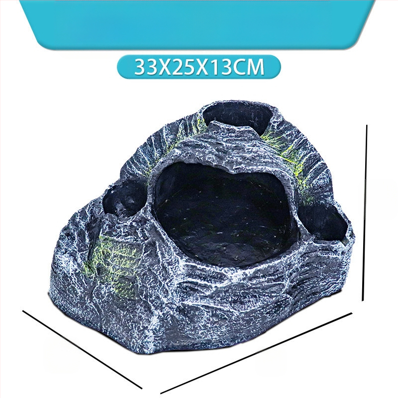 Bruņurupucim paredzēta sauļošanās un kāpšanas platforma ar slēptuvi un trim atverēm – materiāls: sveķi; ainavu veidošana; zīmols Barbarous Growth