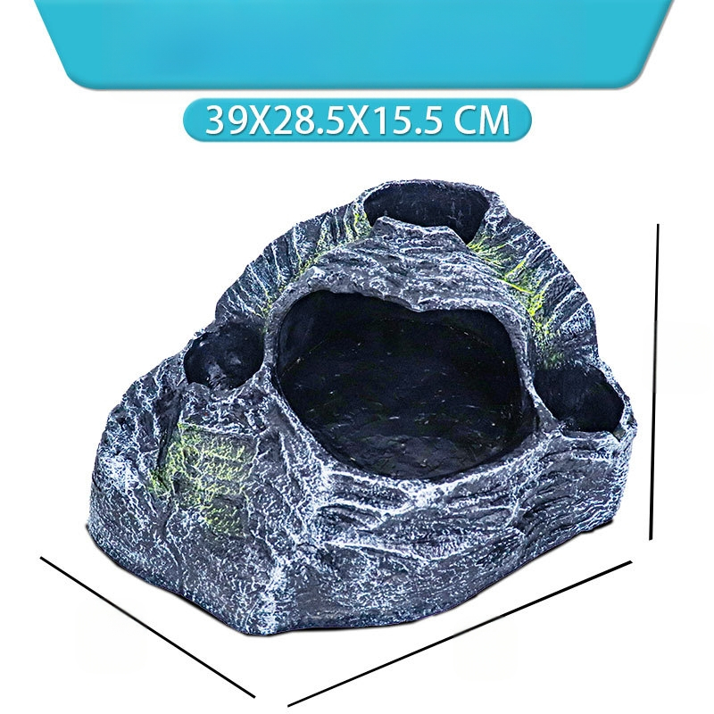 Bruņurupucim paredzēta sauļošanās un kāpšanas platforma ar slēptuvi un trim atverēm – materiāls: sveķi; ainavu veidošana; zīmols Barbarous Growth