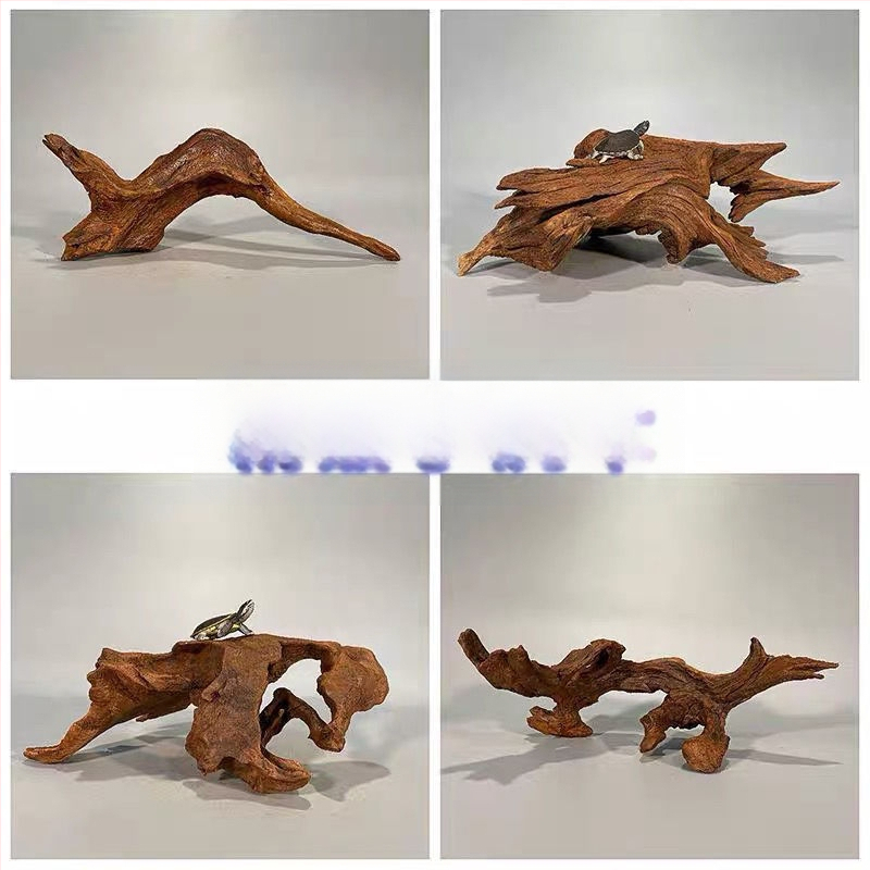 Rāpju dzīvnieku terārijs ar sauļošanās platformu, driftwood un dekoratīvajām zariem