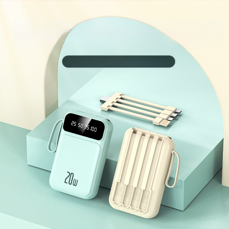 Power Bank 20000 mAh su integruotu kabeliu, 3C sertifikatas, QC2.0, 10W išvestis, modelis jxp715, tinkamas skrydžiams ir greitiems traukiniams