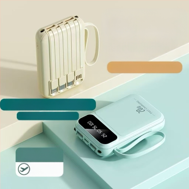 Power Bank 20000 mAh su integruotu kabeliu, 3C sertifikatas, QC2.0, 10W išvestis, modelis jxp715, tinkamas skrydžiams ir greitiems traukiniams