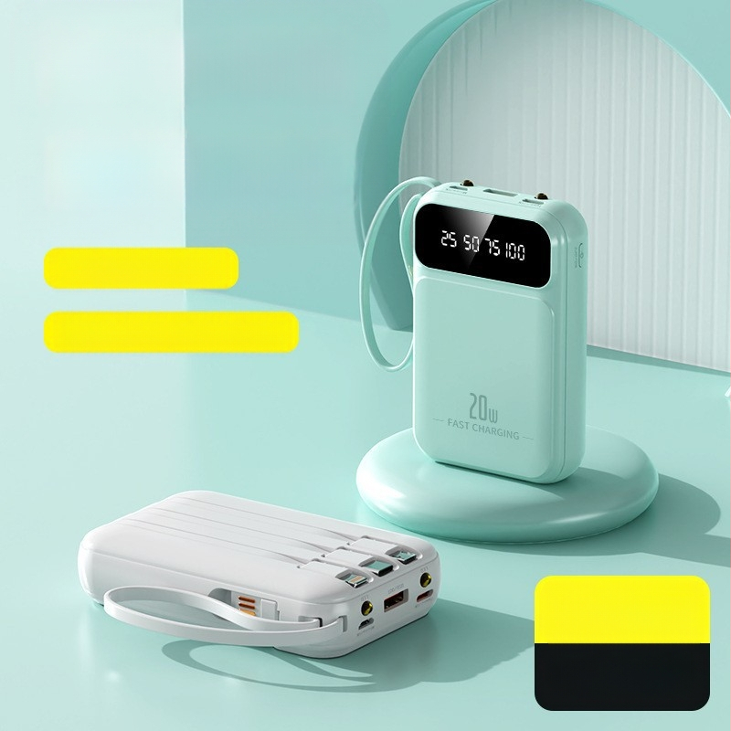 Power Bank 20000 mAh su integruotu kabeliu, 3C sertifikatas, QC2.0, 10W išvestis, modelis jxp715, tinkamas skrydžiams ir greitiems traukiniams