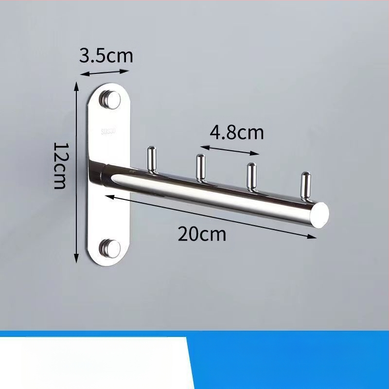 304 nerūdijančio plieno pakabinamų drabužių džiovykla, sieninis montavimas, vienpolio strypo, sulankstomas, balkono šoninis tvirtinimas