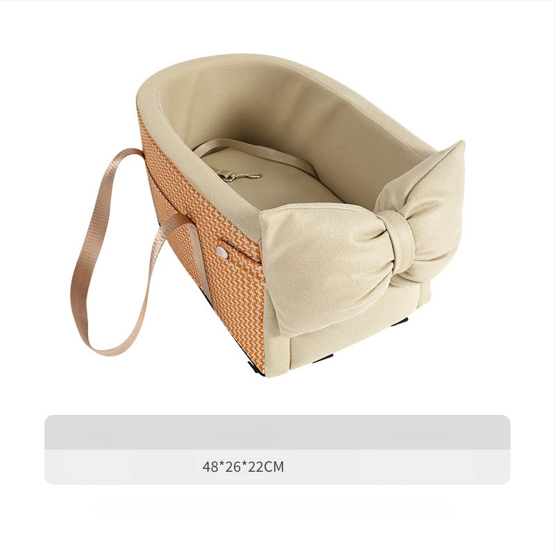 Automobilio sėdynė mažiems naminėms gyvūnėliams, languotas raštas, PU medžiaga, vidutinio minkštumo užpildas