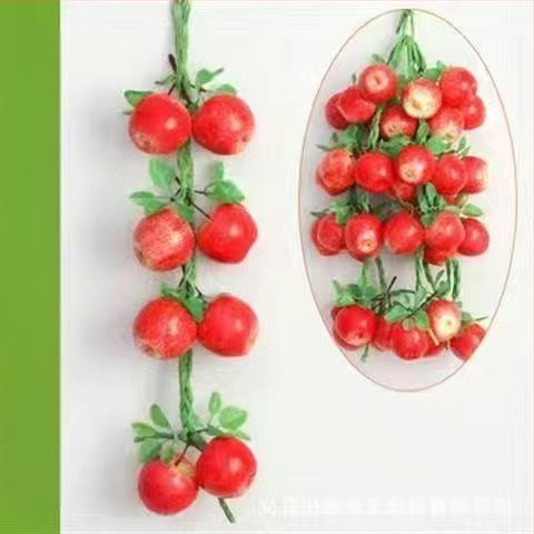 Vaisių ir daržovių vėrinė su kukurūzu, raudonąja paprika, česnaku ir dirbtiniais žemės riešutais – Kinų stiliaus dekoratyvinis aksesuaras namams ir restoranams (dovana bendraklasiams; Kalėdos; naujakuriams)