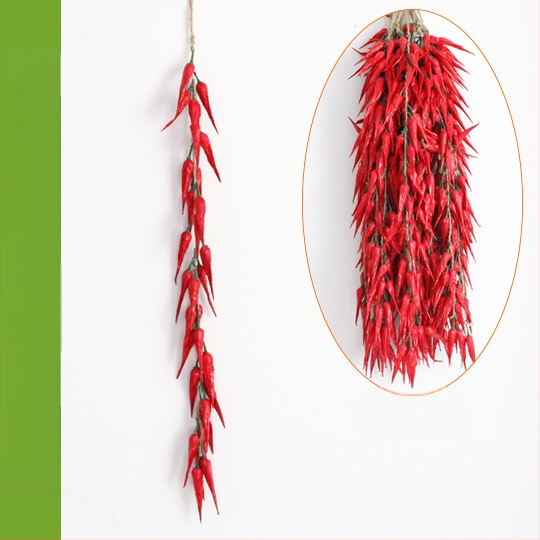 Vaisių ir daržovių vėrinė su kukurūzu, raudonąja paprika, česnaku ir dirbtiniais žemės riešutais – Kinų stiliaus dekoratyvinis aksesuaras namams ir restoranams (dovana bendraklasiams; Kalėdos; naujakuriams)