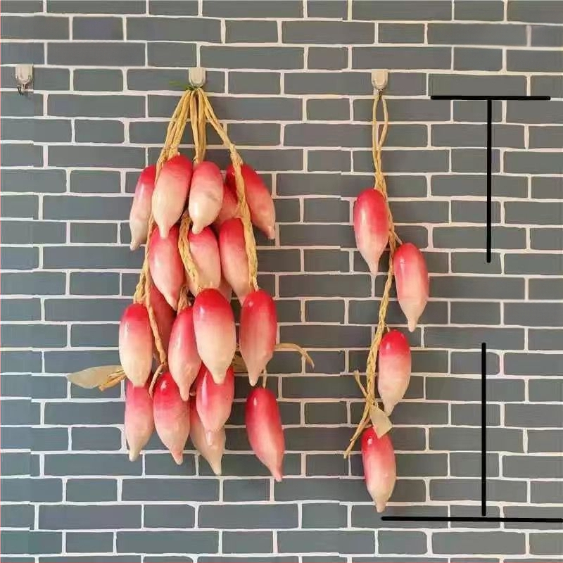 Vaisių ir daržovių vėrinė su kukurūzu, raudonąja paprika, česnaku ir dirbtiniais žemės riešutais – Kinų stiliaus dekoratyvinis aksesuaras namams ir restoranams (dovana bendraklasiams; Kalėdos; naujakuriams)