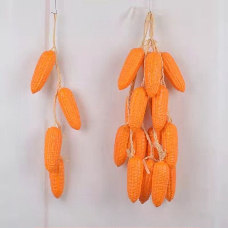 Vaisių ir daržovių vėrinė su kukurūzu, raudonąja paprika, česnaku ir dirbtiniais žemės riešutais – Kinų stiliaus dekoratyvinis aksesuaras namams ir restoranams (dovana bendraklasiams; Kalėdos; naujakuriams)