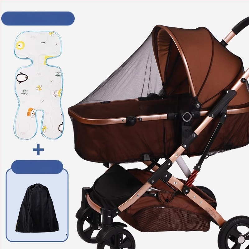 Mušām tīkls bērnu ratiem – pilns pārklājums, universāls, rāmis no stiklašķiedras caurulēm, aizsardzība pret mušām zīdaiņiem