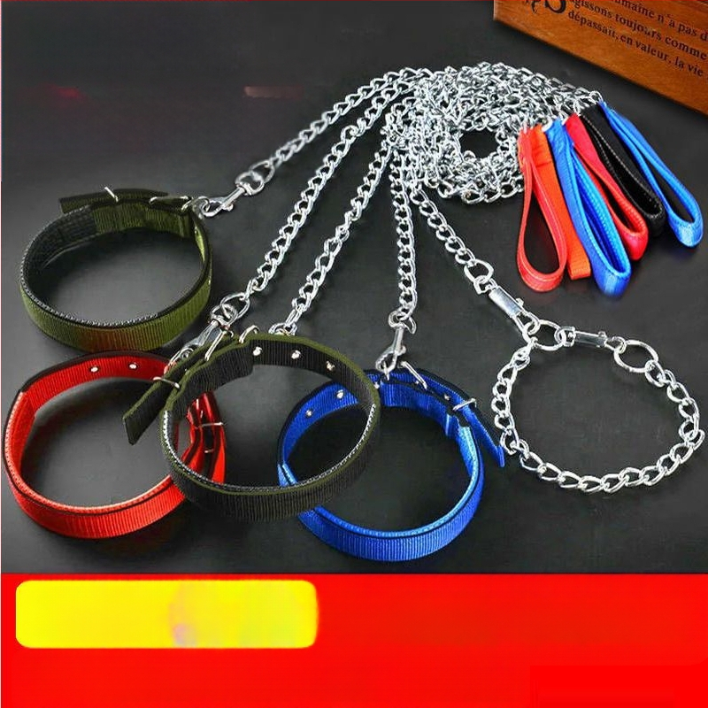 Кучешка каишка от желязна верига, устойчива на ухапвания, регулирана с автоматична катарама