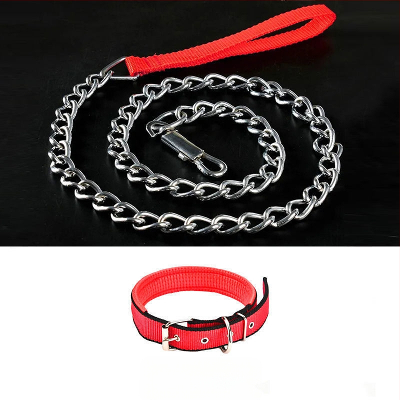 Кучешка каишка от желязна верига, устойчива на ухапвания, регулирана с автоматична катарама