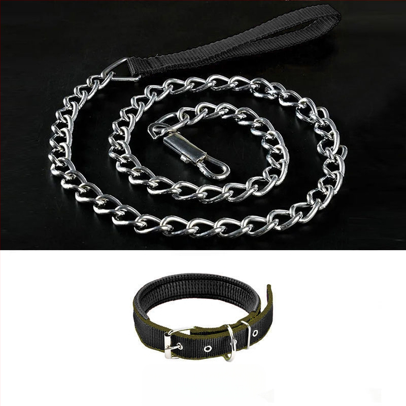 Кучешка каишка от желязна верига, устойчива на ухапвания, регулирана с автоматична катарама