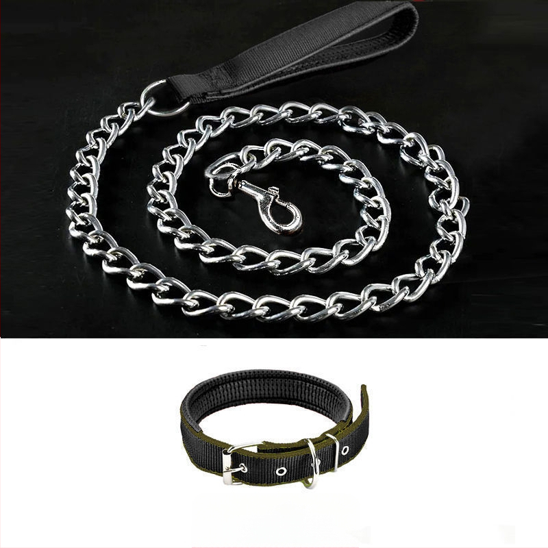 Кучешка каишка от желязна верига, устойчива на ухапвания, регулирана с автоматична катарама
