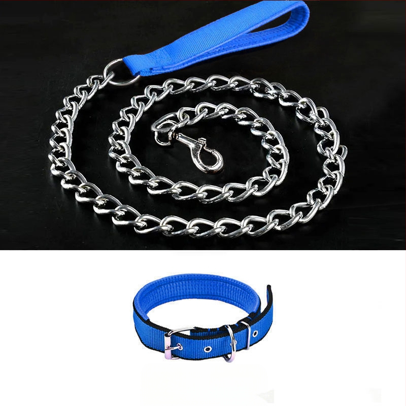 Кучешка каишка от желязна верига, устойчива на ухапвания, регулирана с автоматична катарама