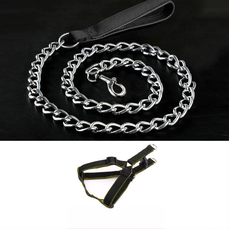 Кучешка каишка от желязна верига, устойчива на ухапвания, регулирана с автоматична катарама