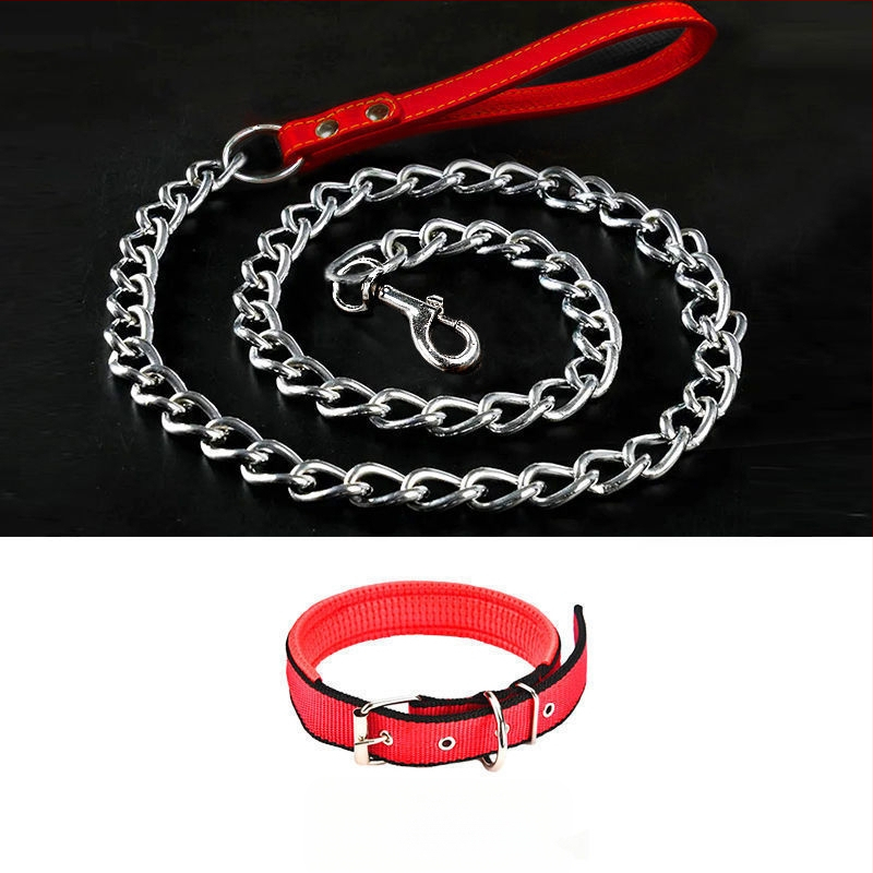 Кучешка каишка от желязна верига, устойчива на ухапвания, регулирана с автоматична катарама