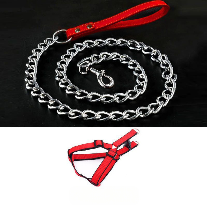 Кучешка каишка от желязна верига, устойчива на ухапвания, регулирана с автоматична катарама