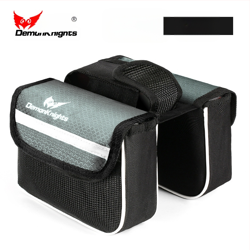 Kalnų dviratį krepšys su jutikliniu išmaniojo telefono kišenė, 2,2 L talpa, modelis HFG-0130, 600D rhombus audinys, Magic Knight/DemonKnights