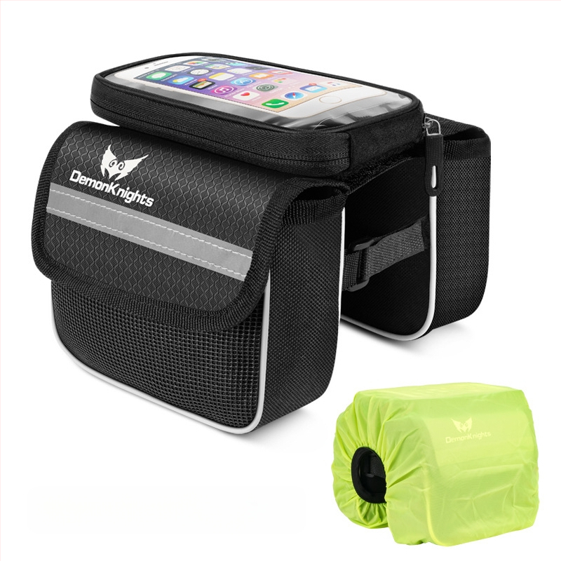 Kalnų dviratį krepšys su jutikliniu išmaniojo telefono kišenė, 2,2 L talpa, modelis HFG-0130, 600D rhombus audinys, Magic Knight/DemonKnights