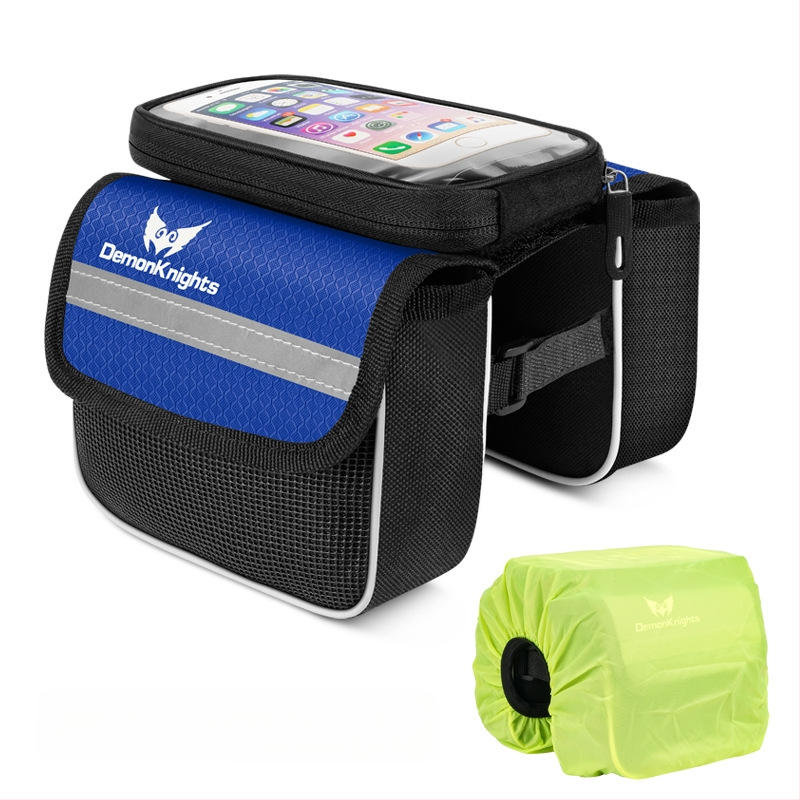 Kalnų dviratį krepšys su jutikliniu išmaniojo telefono kišenė, 2,2 L talpa, modelis HFG-0130, 600D rhombus audinys, Magic Knight/DemonKnights