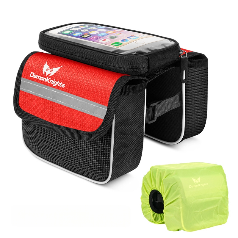 Kalnų dviratį krepšys su jutikliniu išmaniojo telefono kišenė, 2,2 L talpa, modelis HFG-0130, 600D rhombus audinys, Magic Knight/DemonKnights