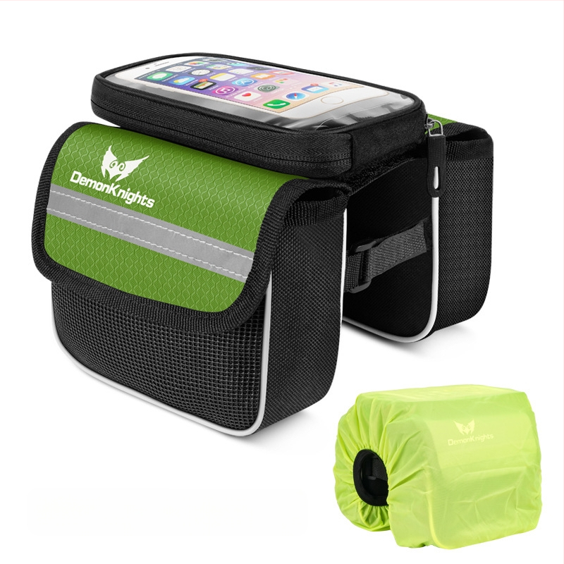 Kalnų dviratį krepšys su jutikliniu išmaniojo telefono kišenė, 2,2 L talpa, modelis HFG-0130, 600D rhombus audinys, Magic Knight/DemonKnights