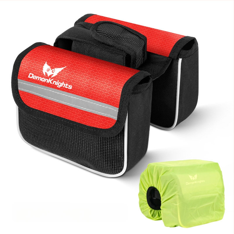 Kalnų dviratį krepšys su jutikliniu išmaniojo telefono kišenė, 2,2 L talpa, modelis HFG-0130, 600D rhombus audinys, Magic Knight/DemonKnights