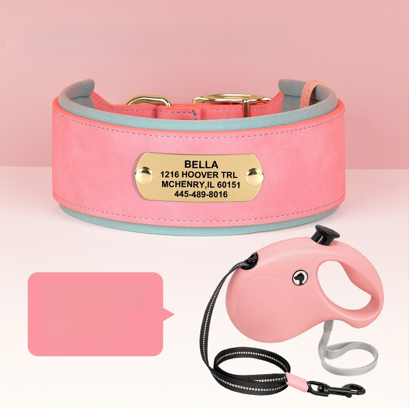Graviruota šuns kaklo apykaklė su identifikacine plokštele — Mohair medžiaga, šunims, be prekės ženklo, be importo