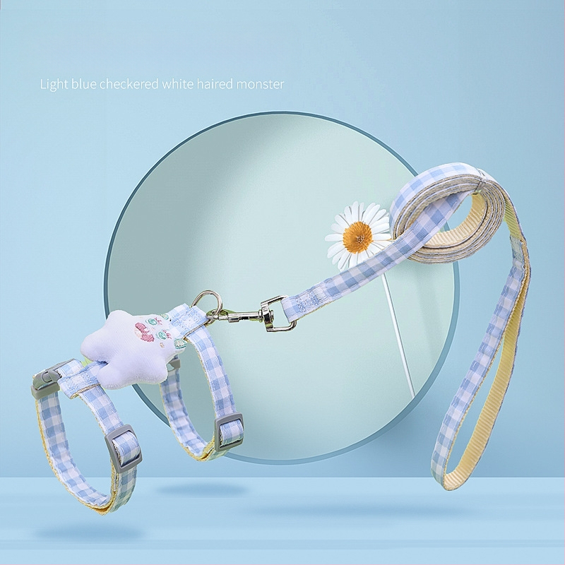 Katės vedimo virvė - neatsidaro, reguliuojamas krūtinės diržas, nailono virvė su lydinio ir ABS užraktais