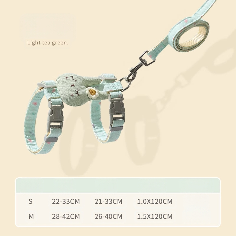 Katės vedimo virvė - neatsidaro, reguliuojamas krūtinės diržas, nailono virvė su lydinio ir ABS užraktais