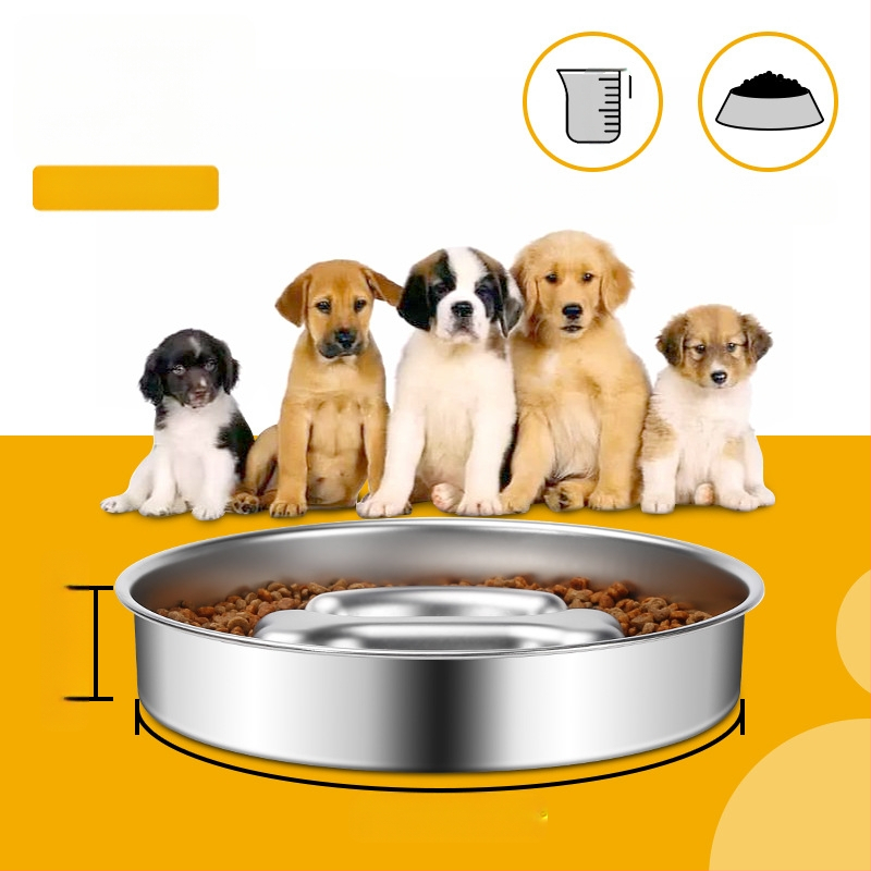 Nerūdijančio plieno lėto maisto dubuo katėms ir šunims, neslystantis, kaulų ir širdies formos dizainas