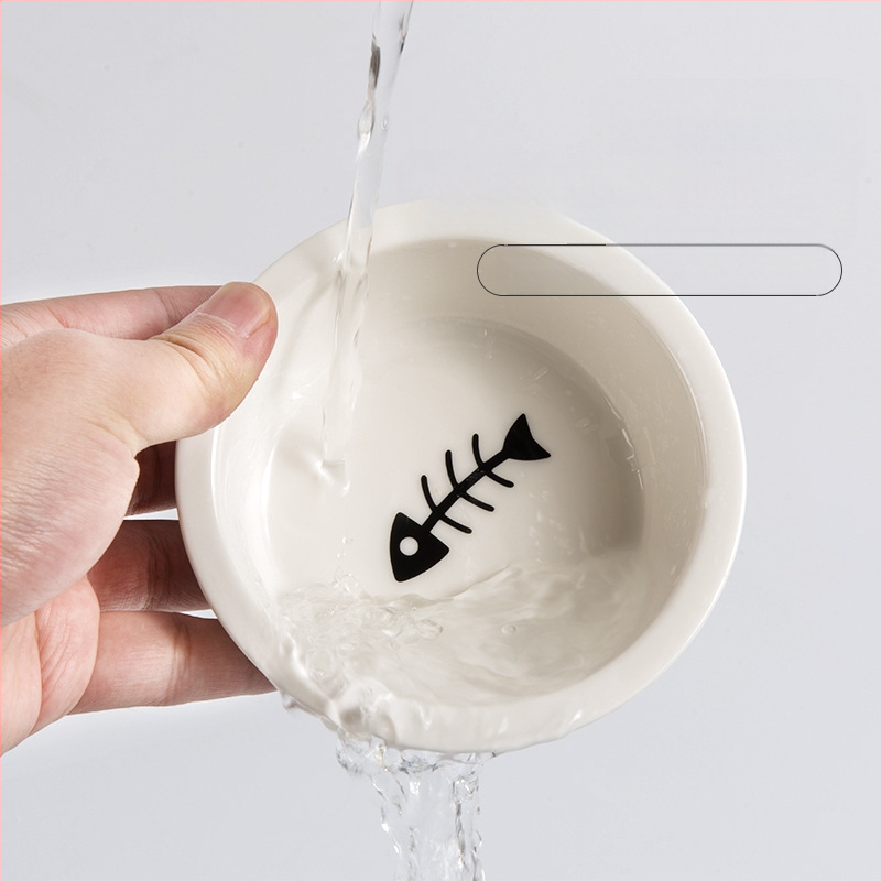 Bambuszkeretes kerámia kettős tál háziállatok számára – könnyen tisztítható, tál élelem és víz macskáknak és kutyáknak