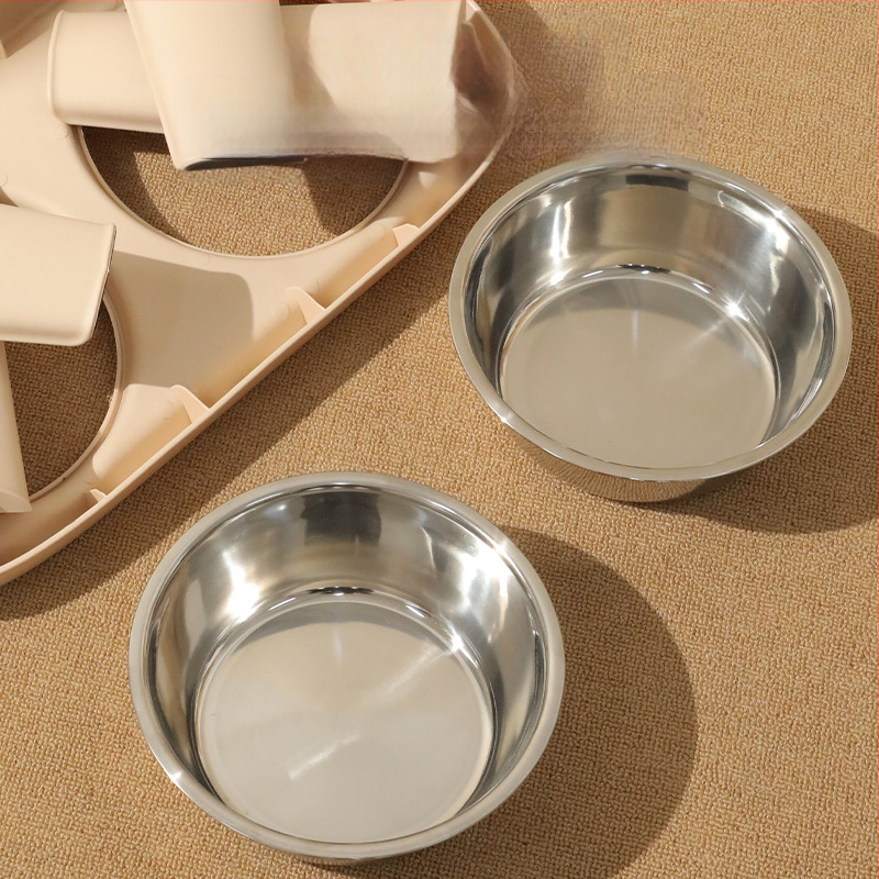 Сгъваеми повдигнати двойни купи за кучета, пластмасова конструкция, марка Meow Heart Treasure, принадлежности за хранене на домашни любимци