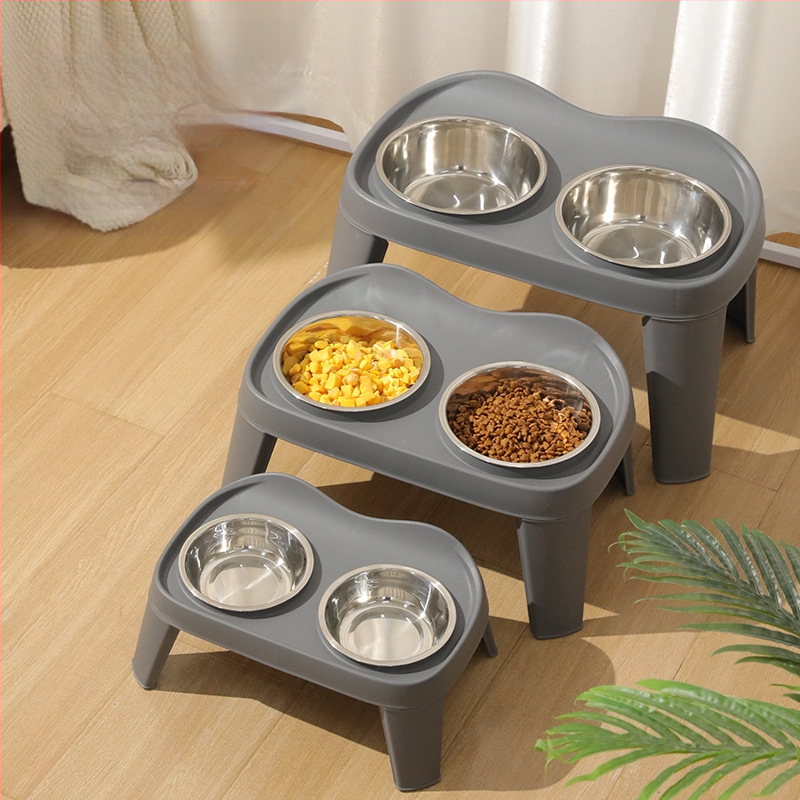 Сгъваеми повдигнати двойни купи за кучета, пластмасова конструкция, марка Meow Heart Treasure, принадлежности за хранене на домашни любимци
