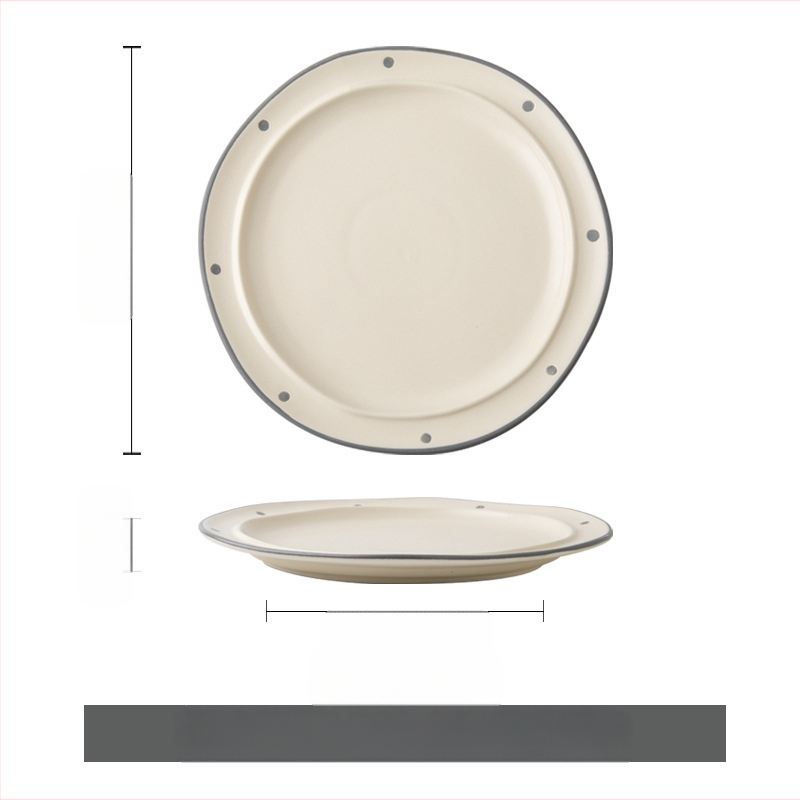 Portselininė lėkštė, netaisyklingos formos, japonų stiliaus, tinka makaronams ir desertams — puiki dovana