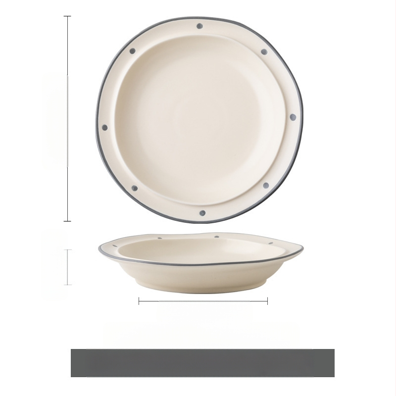 Portselininė lėkštė, netaisyklingos formos, japonų stiliaus, tinka makaronams ir desertams — puiki dovana