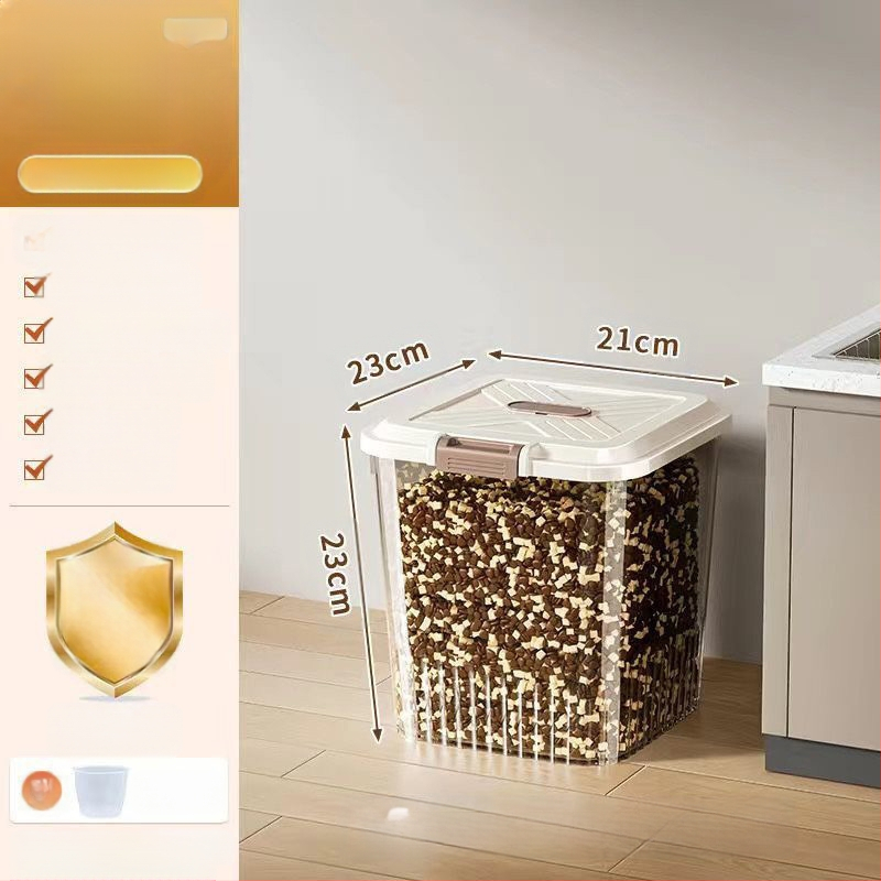 Κοντέινερ Αποθήκευσης Τροφίμων Κατοικίδιων Με Καπάκι — Σφραγισμένο, Αδιάβροχο και Ανθεκτικό σε Έντομα, Διαφανές Με Ρόδες για Τροφή Γάτας και Σκύλου, Κατασκευασμένο από Πολυπροπυλένιο. Χωρητικότητα: Δείτε λεπτομέρειες