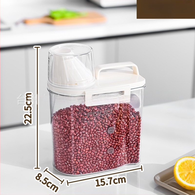 Grūdų ir ryžių laikymo dėžutė su sandariu užraktu, atspari drėgmei ir kenkėjams, iš PET plastiko, talpa iki 4 L, dalijamasis/besisukantis dizainas