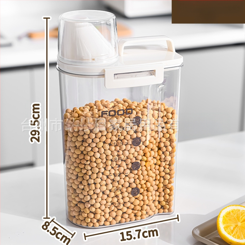 Grūdų ir ryžių laikymo dėžutė su sandariu užraktu, atspari drėgmei ir kenkėjams, iš PET plastiko, talpa iki 4 L, dalijamasis/besisukantis dizainas