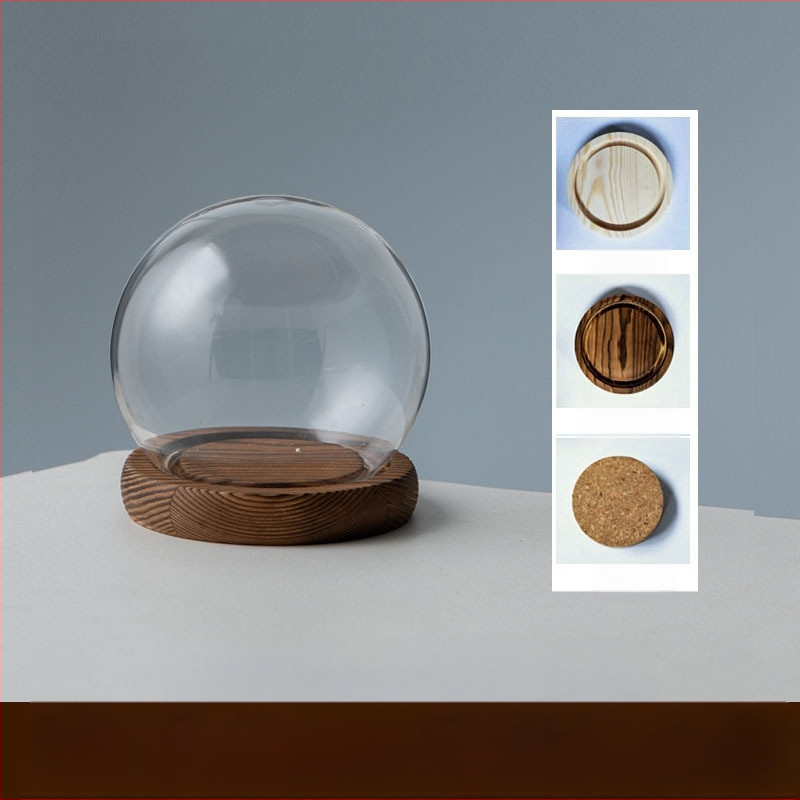 Γυάλινος σφαιρικός θόλος γραφείου με διατηρημένα άνθη, φυσητό γυαλί μπόροσιλικό υψηλό, μοντέρνο μινιμαλιστικό στυλ
