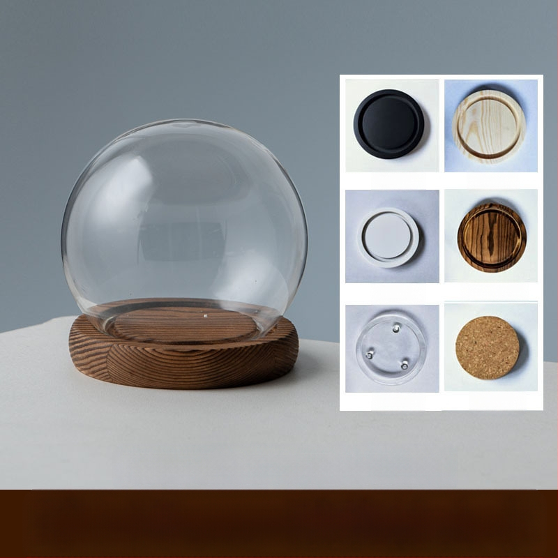 Γυάλινος σφαιρικός θόλος γραφείου με διατηρημένα άνθη, φυσητό γυαλί μπόροσιλικό υψηλό, μοντέρνο μινιμαλιστικό στυλ