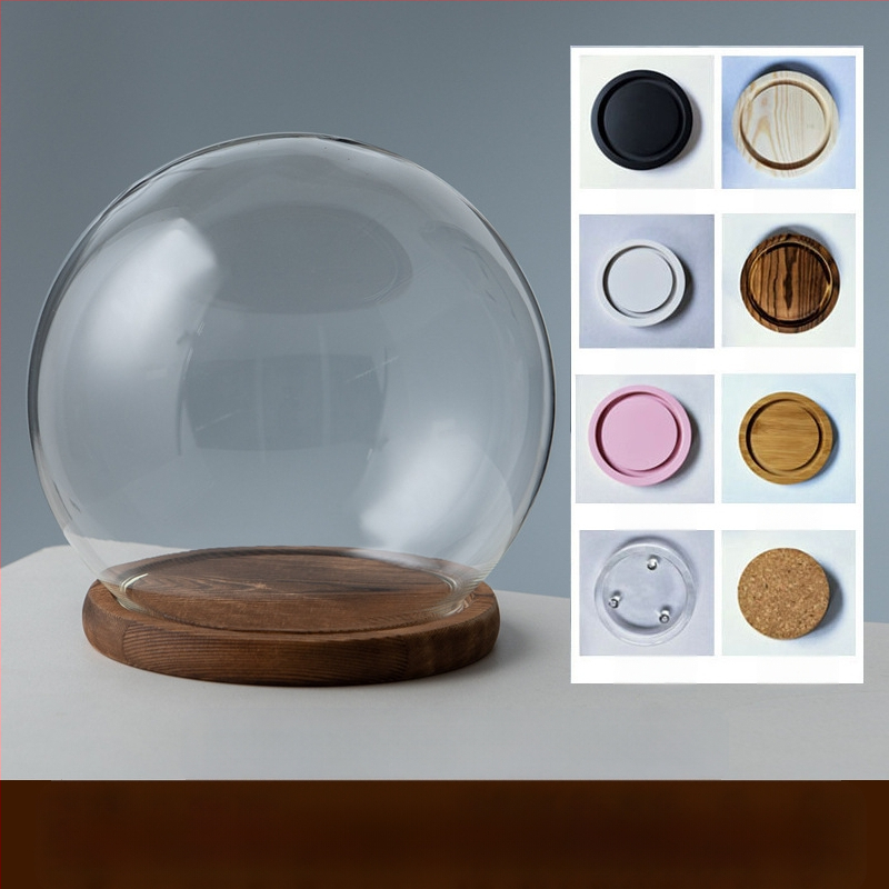 Γυάλινος σφαιρικός θόλος γραφείου με διατηρημένα άνθη, φυσητό γυαλί μπόροσιλικό υψηλό, μοντέρνο μινιμαλιστικό στυλ