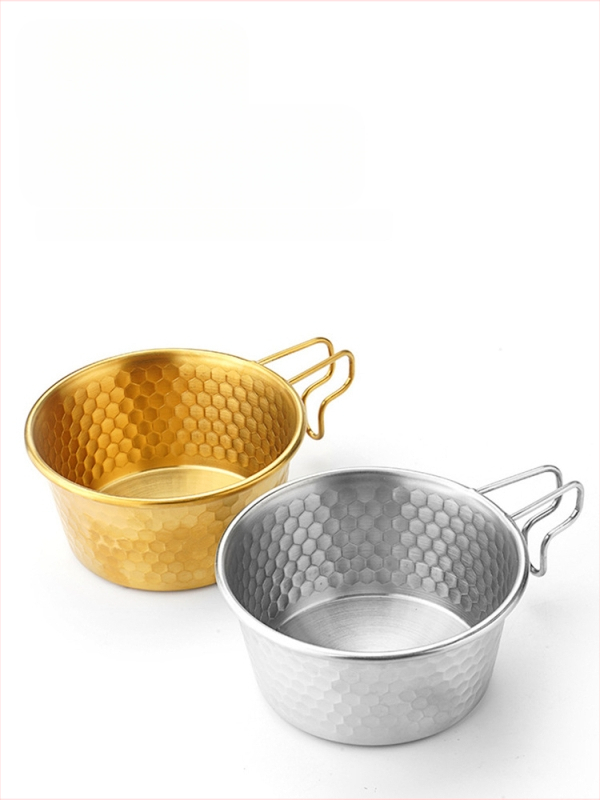 Hammered snow bowl iš nerūdijančio plieno, piknikui su rankena, prekės ženklas Moxa Chef, skirtas dviem asmenims